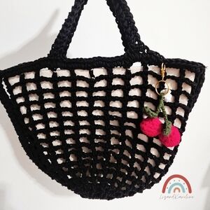 New! Madewell The Crocheted Shoulder Bag with Crochet Cherry Charm
